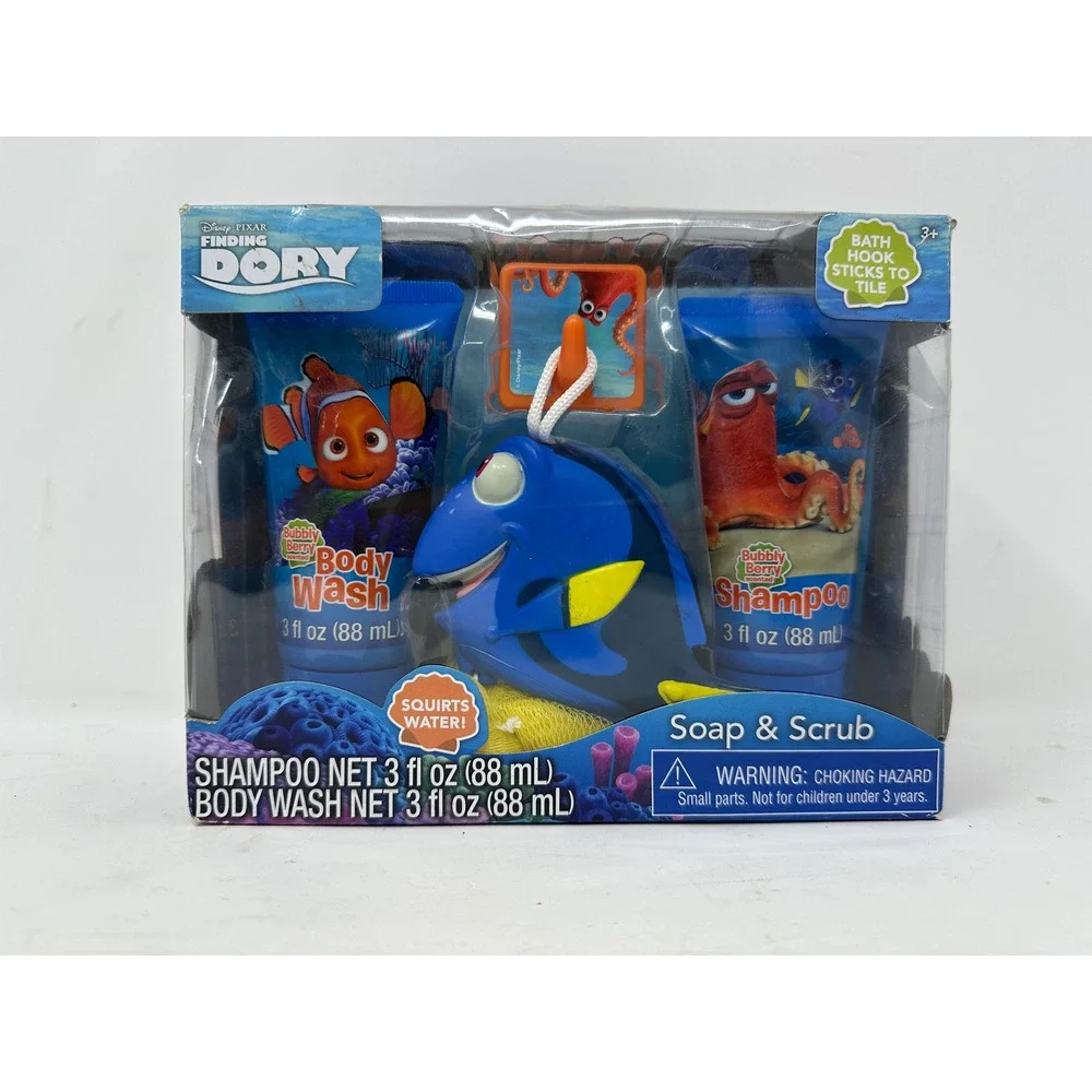 Disney Pixar Finding Dory Soap and Scrub Bath Set Shampoo Body Wash Squirter Toy